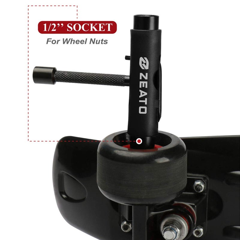Zeato [Upgrade Version] All-In-One Skate Tools Multi-function Portable Skateboard T Tool Accessory with T-type Allen Key and L-type Phillips Head Wrench Screwdriver - Black - Image 4